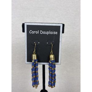 Carol Dauplaise Gold/Blue Dangle Earrings